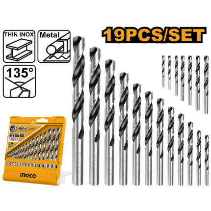Ingco 19 Pcs/Set HSS TWIST DRILL BITS SET AKDB1195