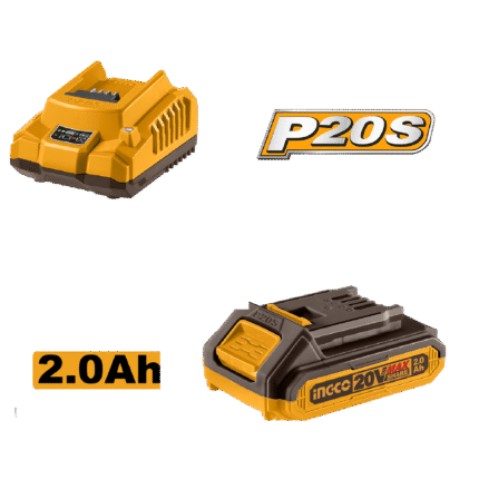 Ingco 20V Fast Charger FCLI2001 & Lithium-Ion Battery 2.0Ah FBLI20011