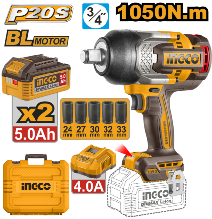 INGCO P20S 1050Mn Cordless Impact Wrench , CIWLI20105