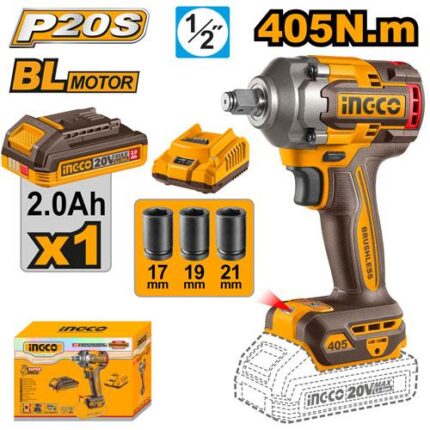 INGCO P20S 405NM Cordless impact wrench , CIWLI20455